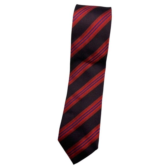 ERMENEGILDO ZEGNA Men's 100% Silk Necktie LUXURY Purple Red Striped W:3.4" EUC